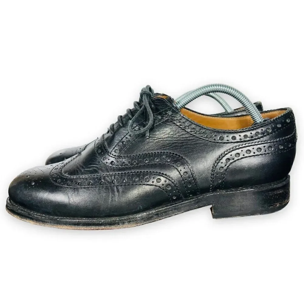 Grenson England Stanley Wingtip‎ Brogue Oxford Black Leather 5033 Men's US 9.5 G